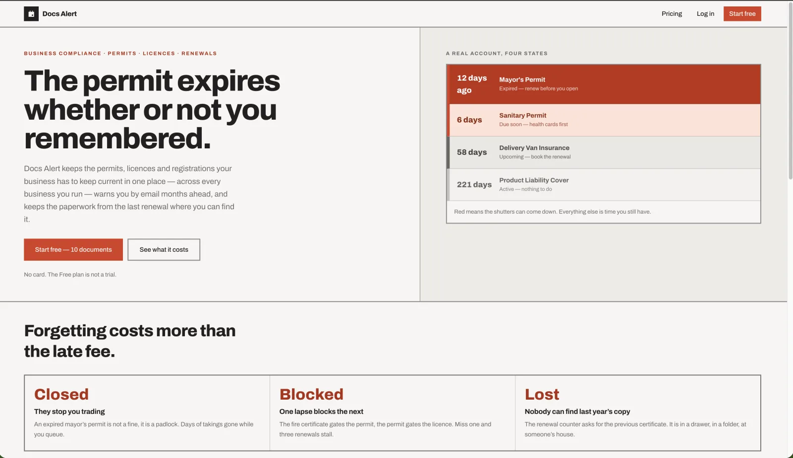 Screenshot of Docs Alert