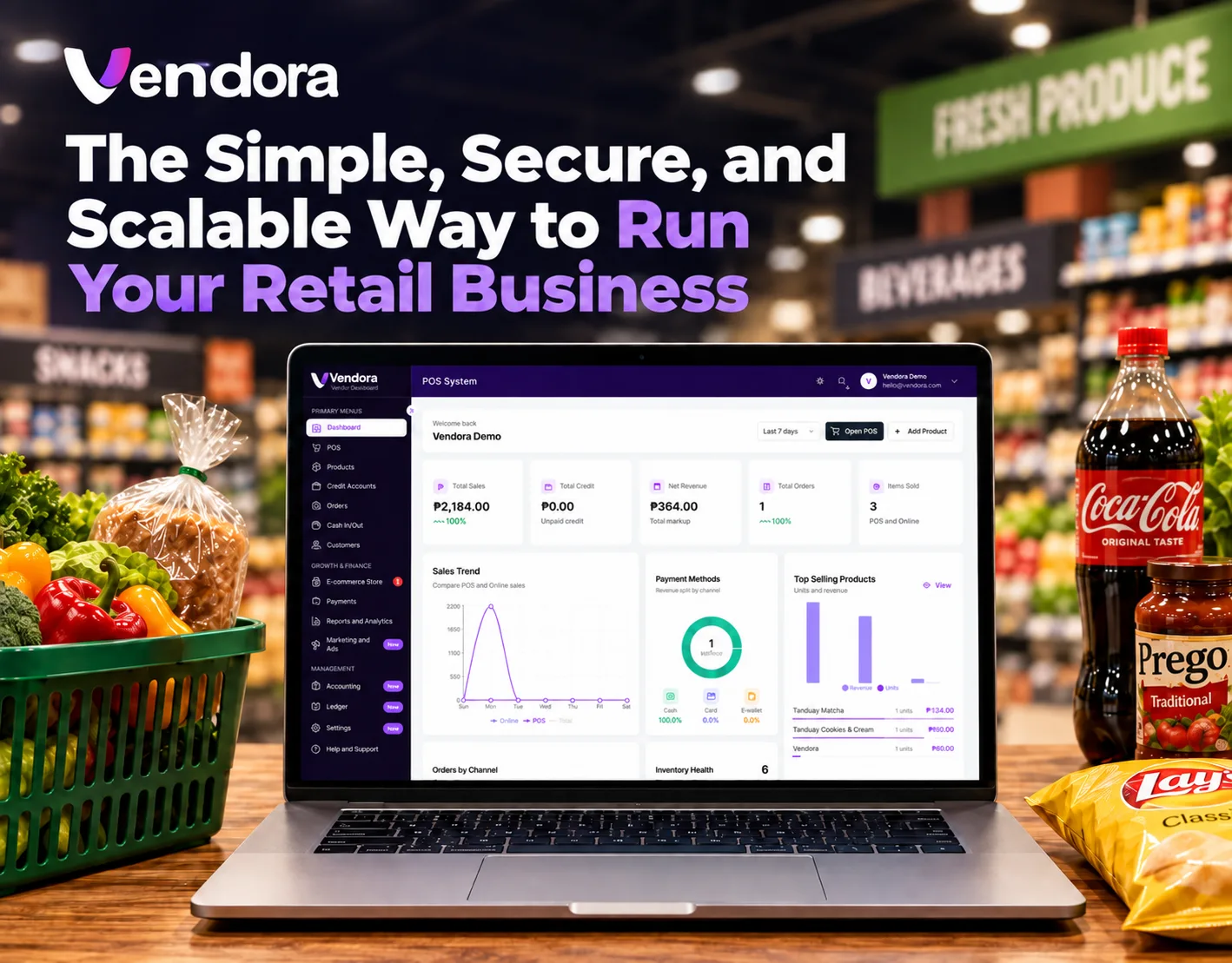 Screenshot of Vendora - POS & E-commerce Platform