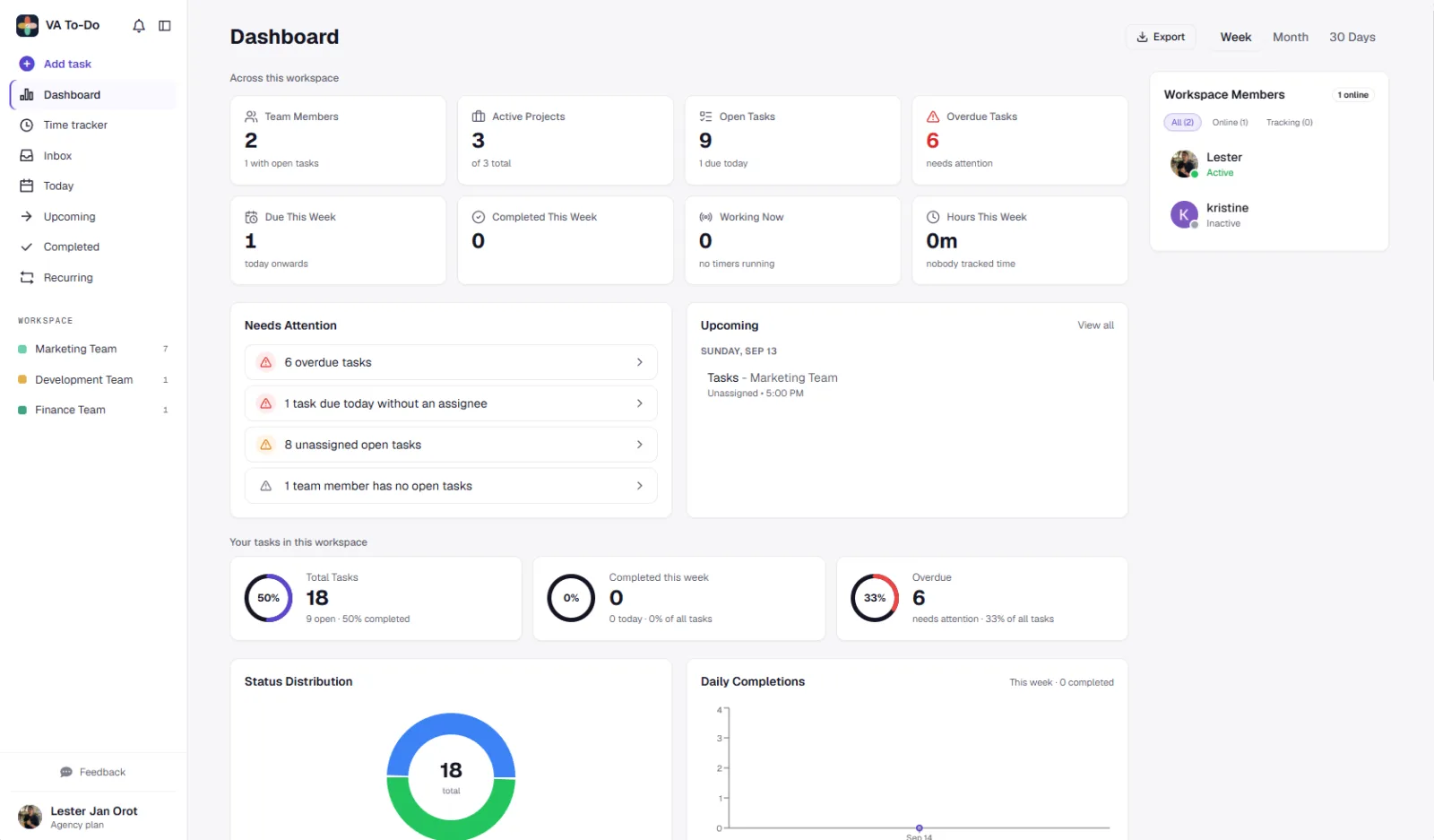 Screenshot of VA To-Do: Smart Task Manager for Virtual Assistants