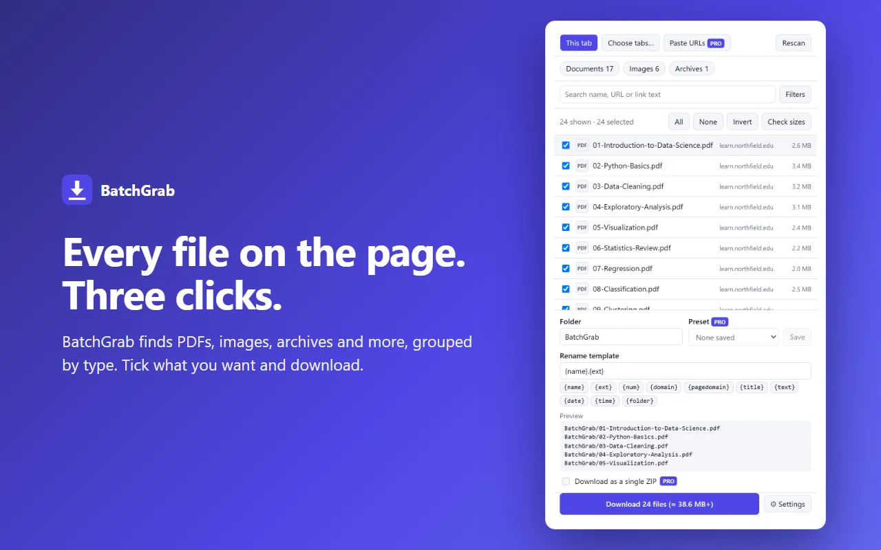 Screenshot of BatchGrab – Bulk File Downloader